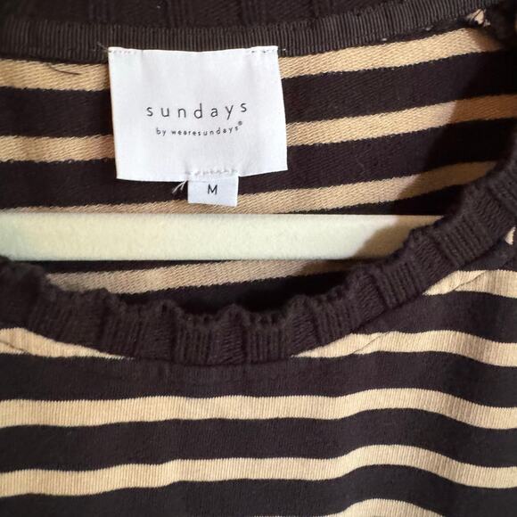 Sundays Perry Dress Black Tan Stripe Sweatshirt Sweater Dress Raglan Anthro - Picture 7 of 8